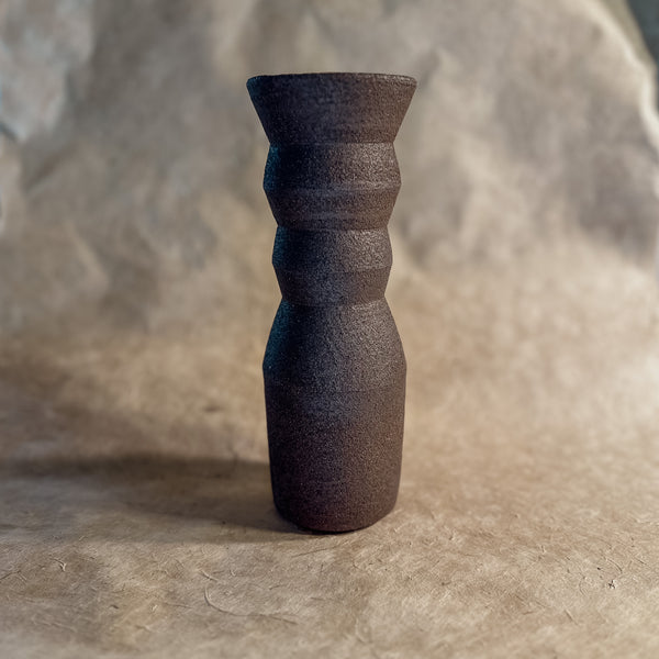 Vase No. 1-Handmade Angled Ceramic Vase in Dark Brown