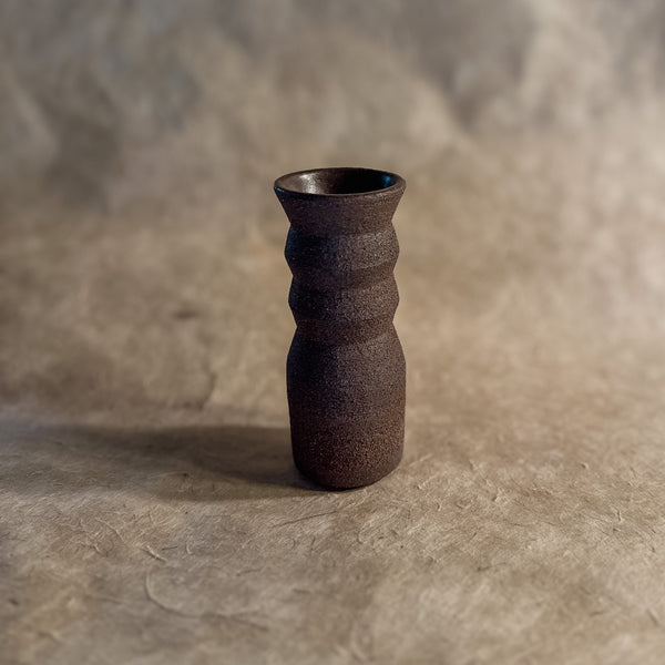 Vase No. 1-Handmade Angled Ceramic Vase in Dark Brown