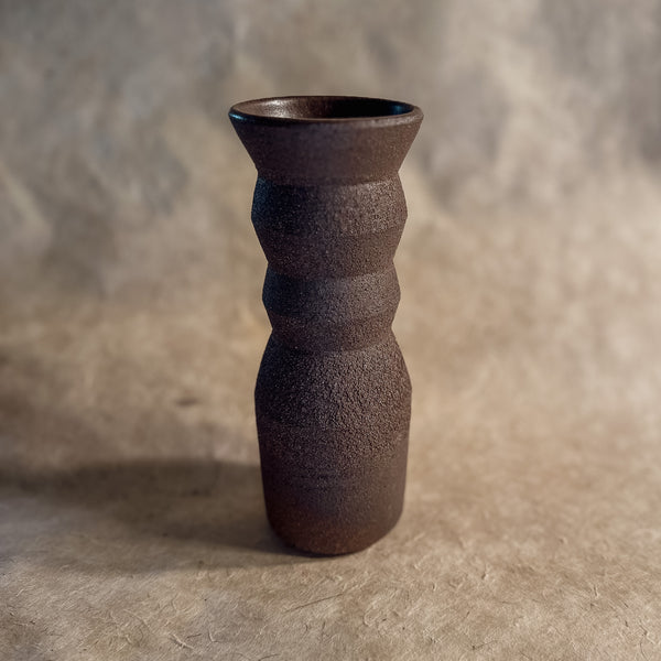 Vase No. 1-Handmade Angled Ceramic Vase in Dark Brown
