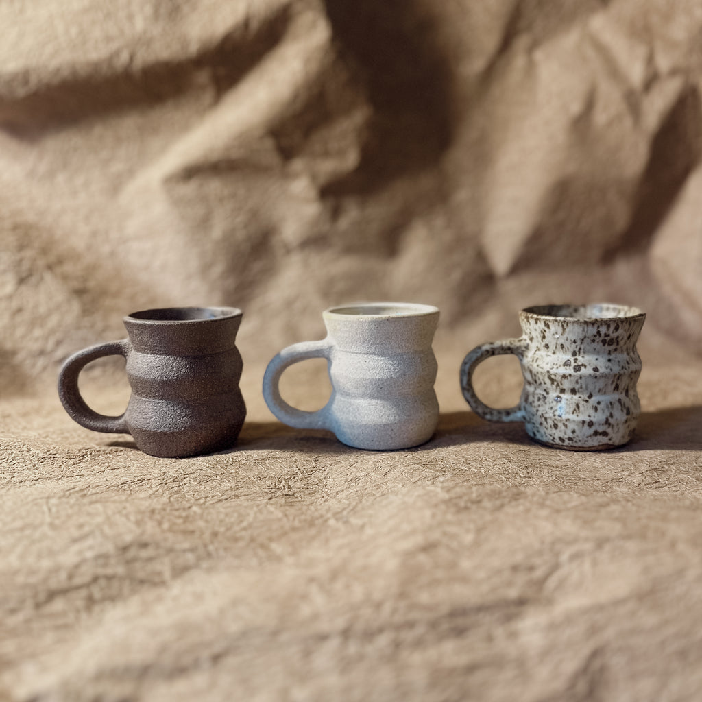 Handmade Angled Espresso Ceramic Mug Dark Brown