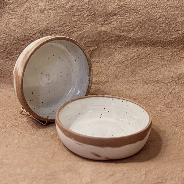 7" Brown and White Marbled Ceramic Coupe Bowl