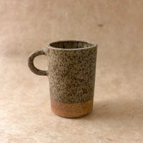 Speckled everyday mug. Tall mug with small handle. 