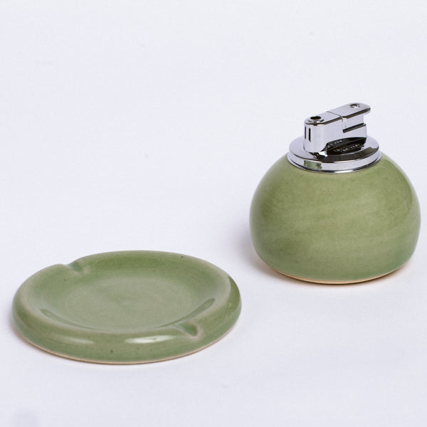 Green Ceramic Table Lighter. Maison Ko x Olivia Snow Ceramics Pebble Lighter