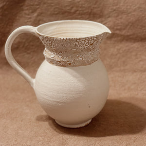 Flared White Crackle Pitcher