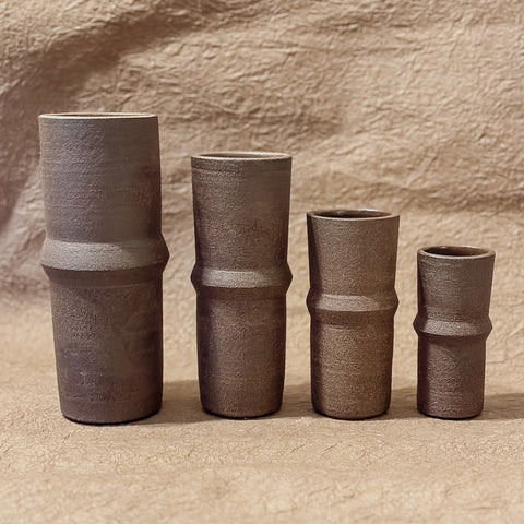 Vase No. 4-Handmade Saturn Ceramic Vase in Dark Brown