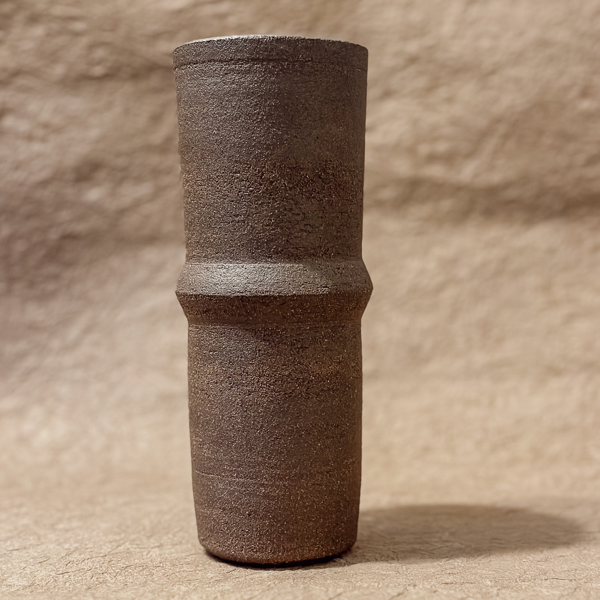 Vase No. 4-Handmade Saturn Ceramic Vase in Dark Brown