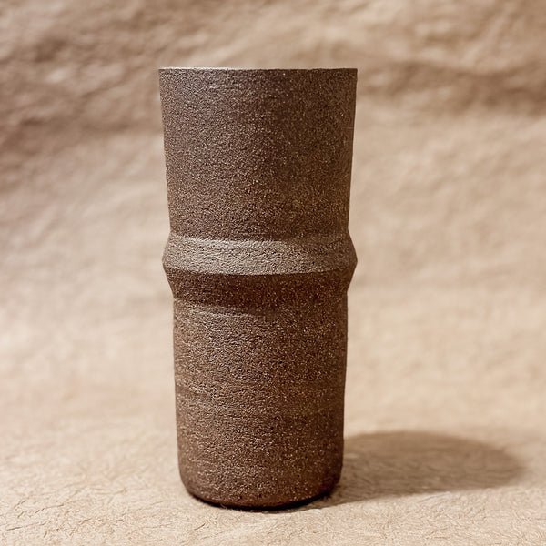 Vase No. 4-Handmade Saturn Ceramic Vase in Dark Brown