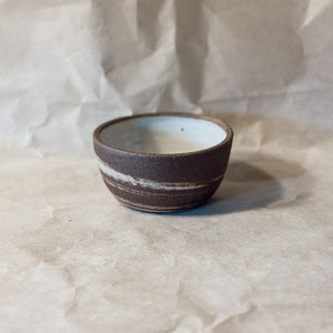 4" Dark Brown and White Marbled Ceramic Bowl