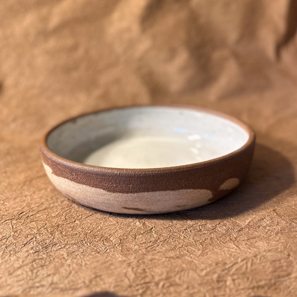 9.5" Brown and White Marbled Ceramic Coupe Bowl