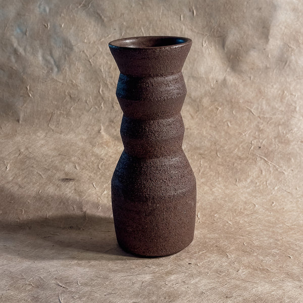 Vase No. 1-Handmade Angled Ceramic Vase in Dark Brown