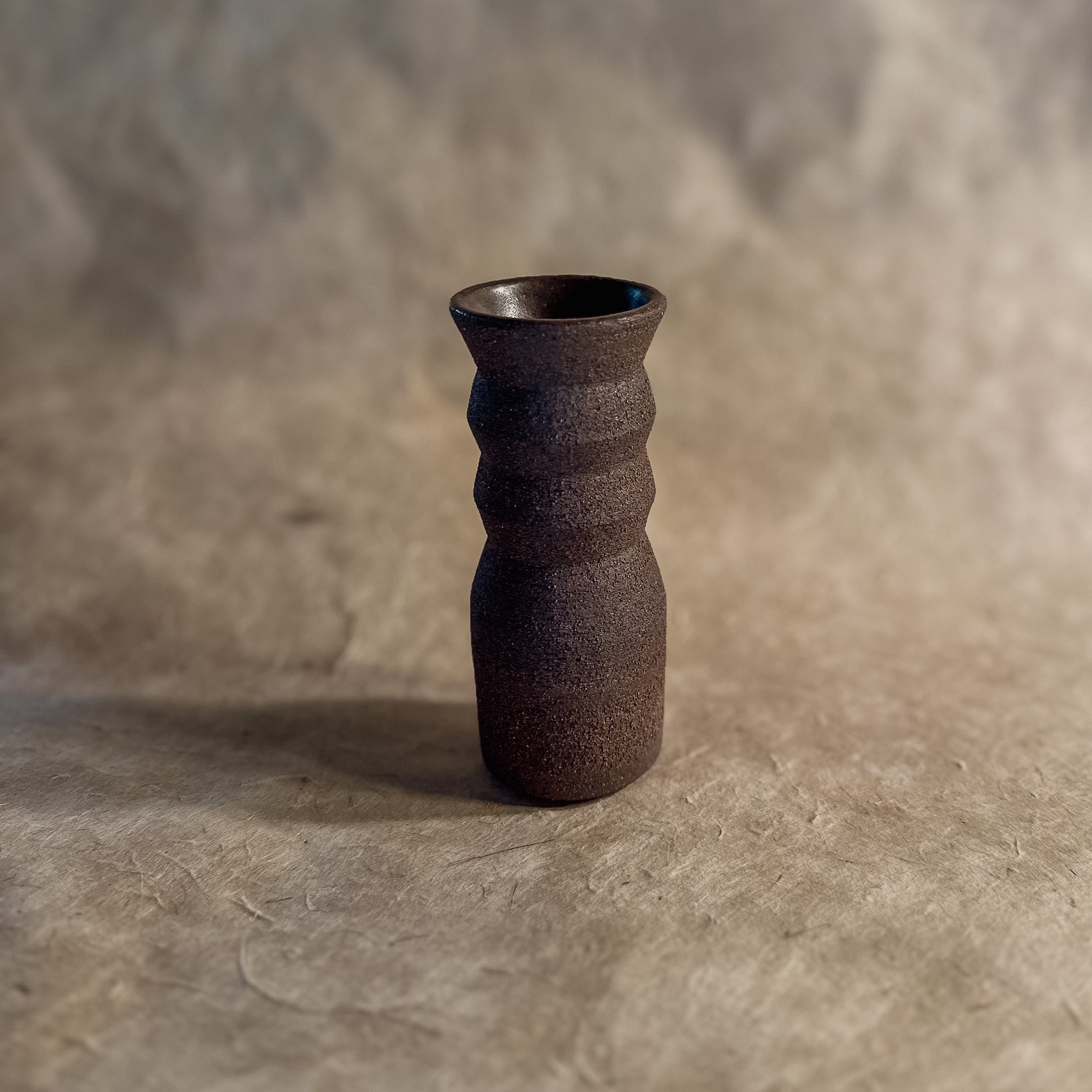 Vase No. 1-Handmade Angled Ceramic Vase in Dark Brown