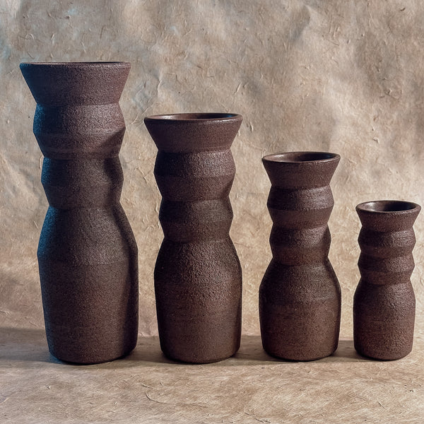 Vase No. 1-Handmade Angled Ceramic Vase in Dark Brown