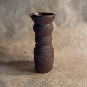Vase No. 1-Handmade Angled Ceramic Vase in Dark Brown