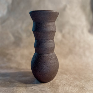 Vase No. 3-Handmade Angled Ceramic Vase in Dark Brown