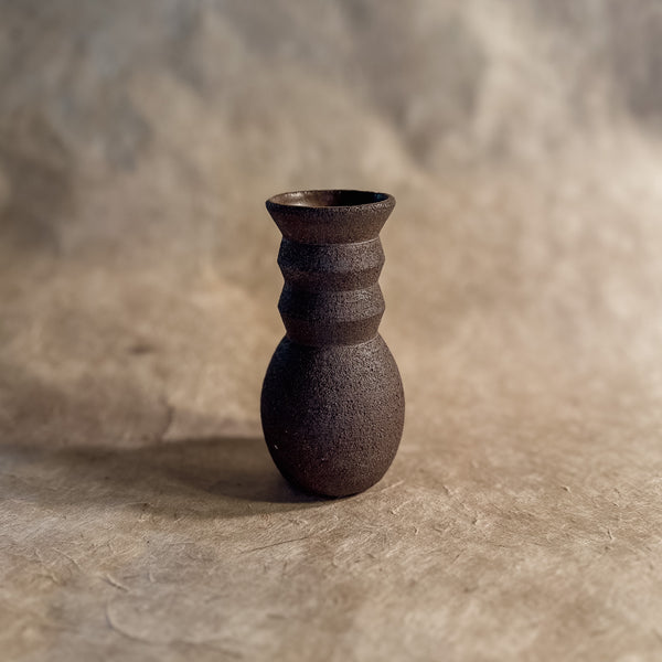 Vase No. 3-Handmade Angled Ceramic Vase in Dark Brown