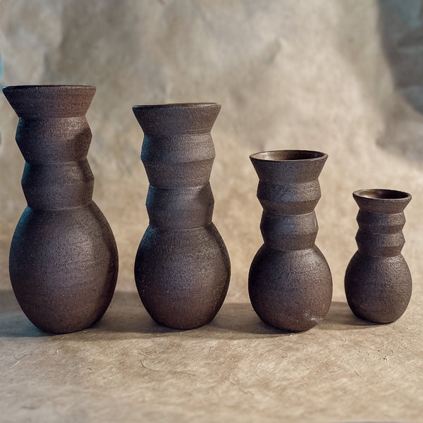 Vase No. 3-Handmade Angled Ceramic Vase in Dark Brown