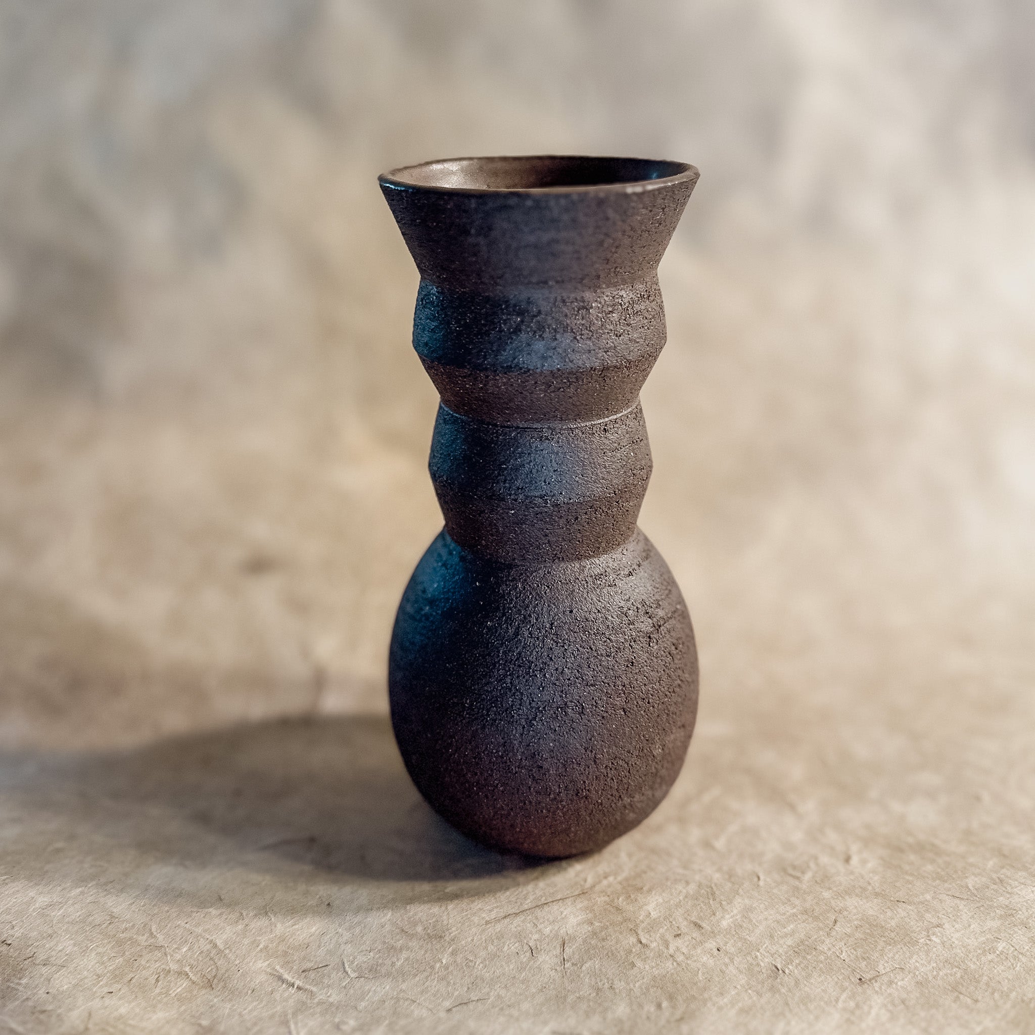 Vase No. 3-Handmade Angled Ceramic Vase in Dark Brown