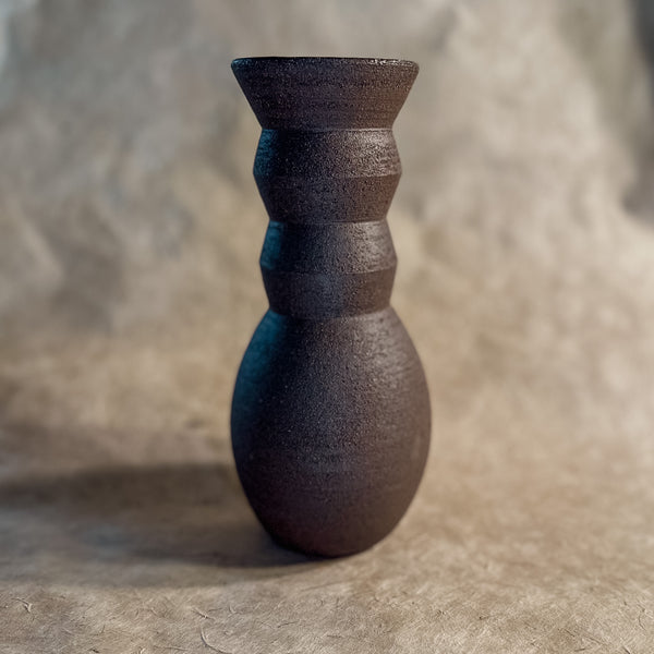 Vase No. 3-Handmade Angled Ceramic Vase in Dark Brown