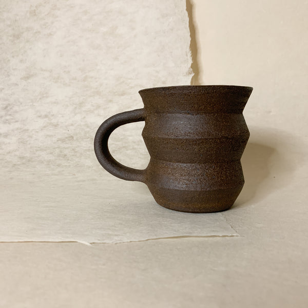 Handmade Dark Brown Angled Mug