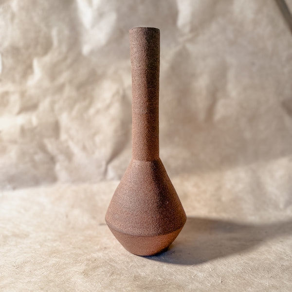 Vase No. 2-Handmade Long Neck Ceramic Vase in Brown