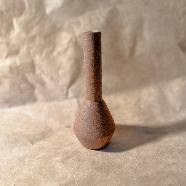 Vase No. 2-Handmade Long Neck Ceramic Vase in Brown