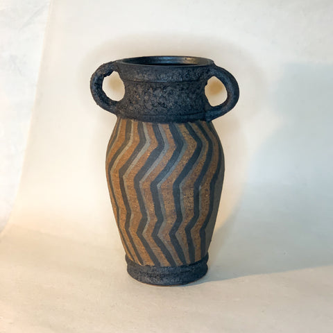 Handmade ceramic vase. Painted amphora. 